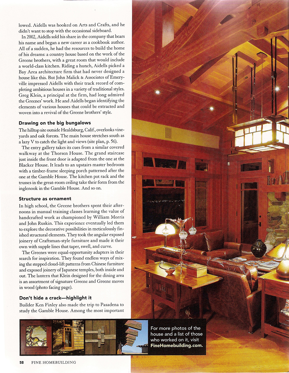 Page six of Fine Homebuilding summer 2010, carrying Archive Designs items