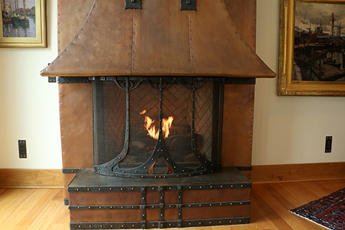 Fireplace screen.