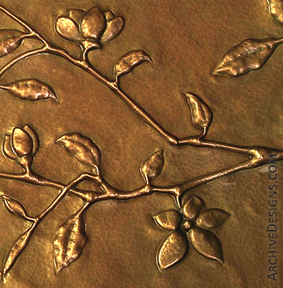 Closeup of magnolia repoussé