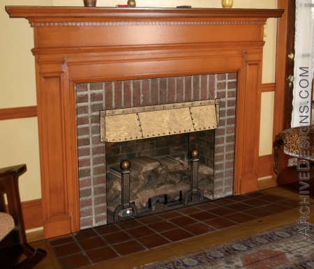 Brown brass fireplace hood rendering