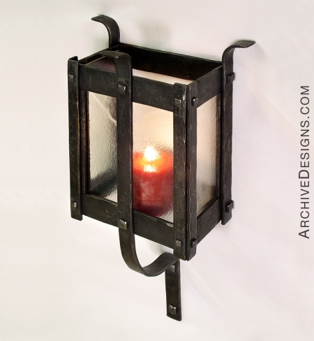 Forged Candle Lantern in steel and glass