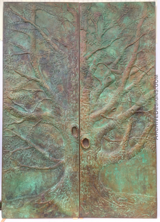 The gorgeous colors and variety of the door panels after patina process.