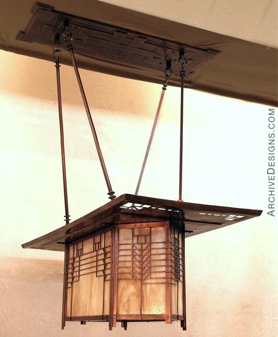 FL Wright Inspired Copper lantern by Archive Designs