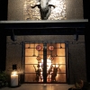 Brass fireplace doors with agate